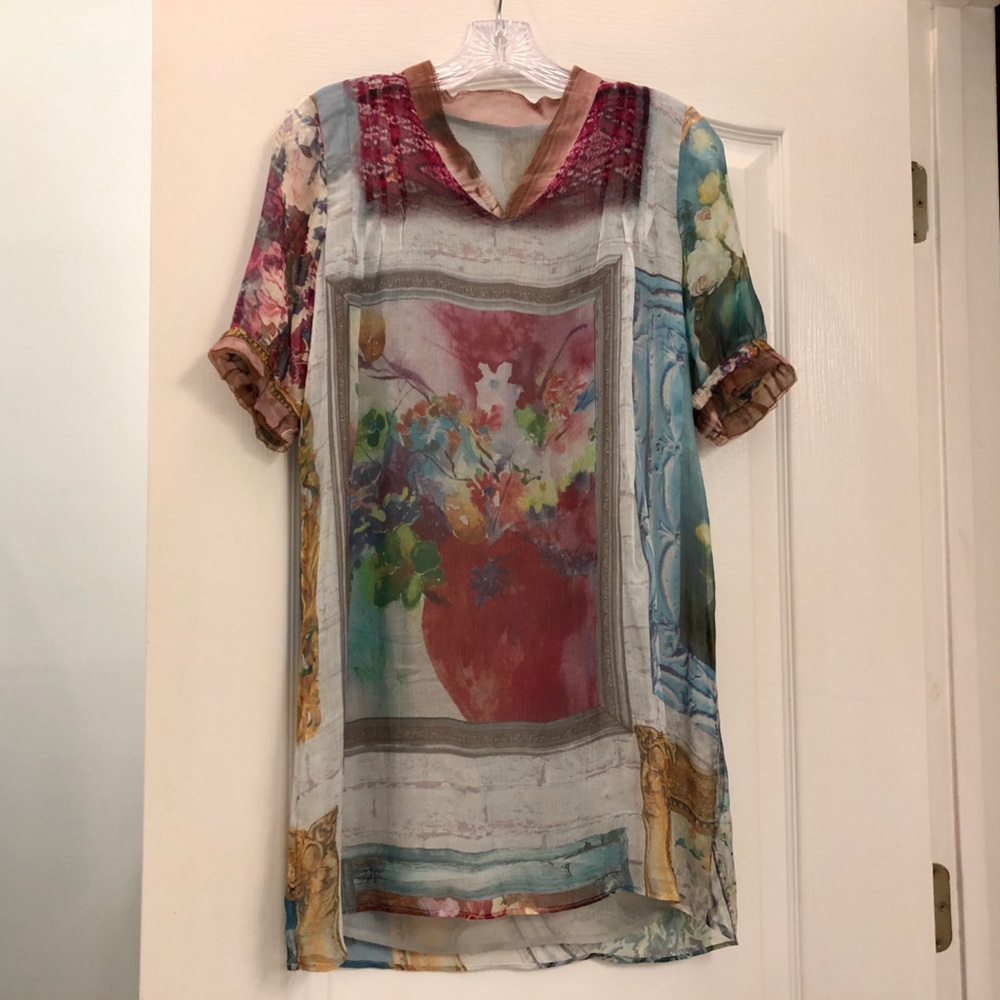 Silk flower mini dress